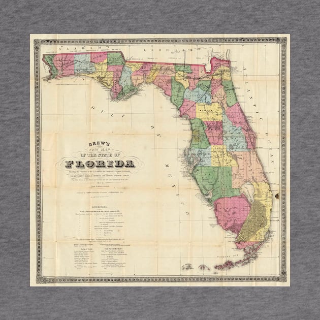 Vintage Map of Florida (1860) by Bravuramedia